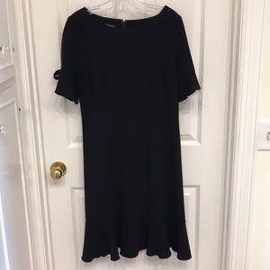 Talbots Black Dress with Fluted Short Sleeve